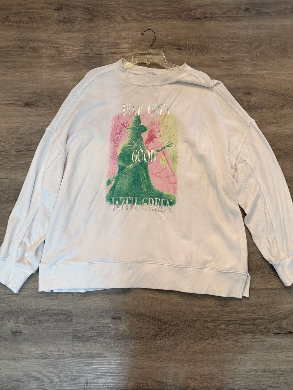 aerie - WICKED White Sweatshirt with Pink and Green Graphic